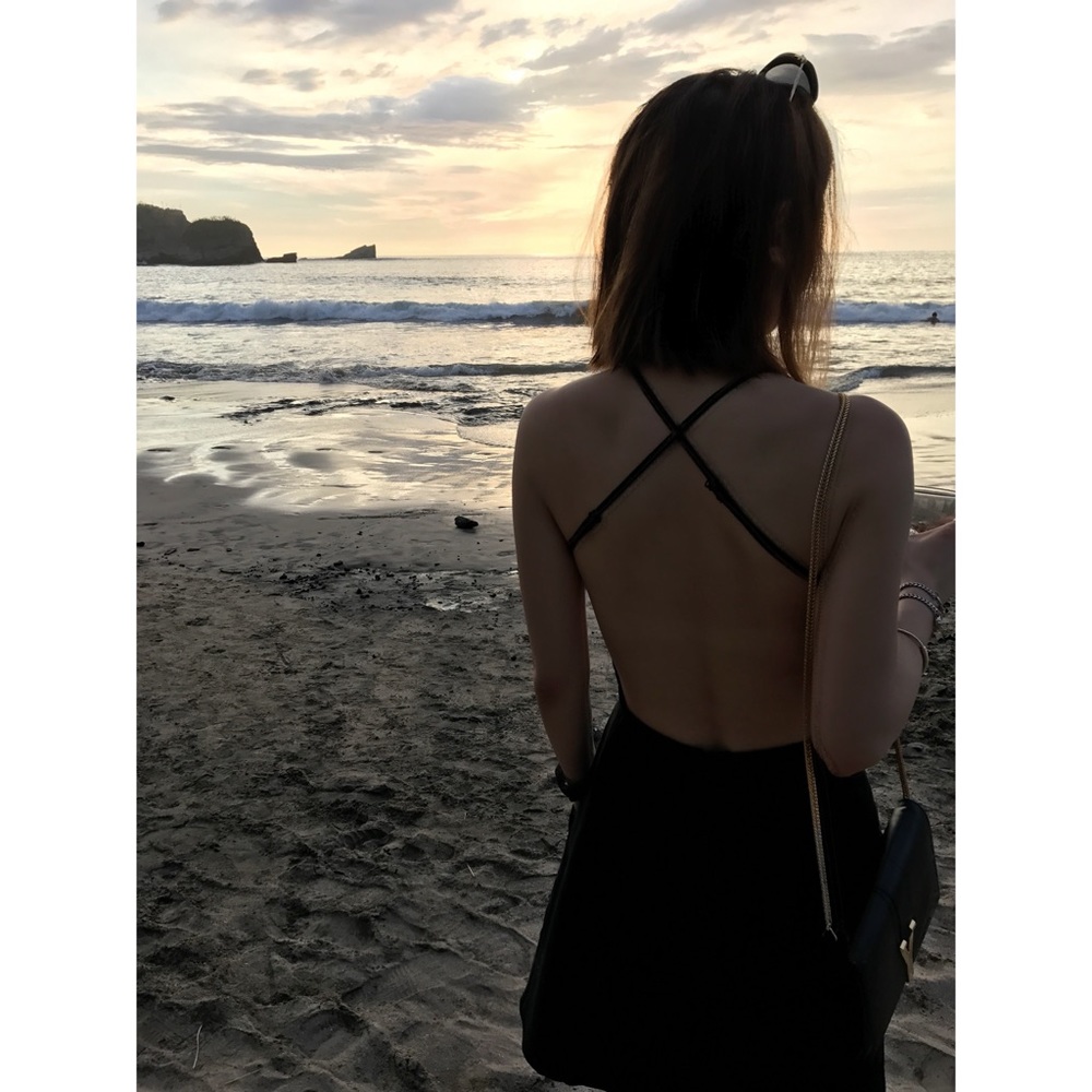 Reformation Black Backless Linen Dress